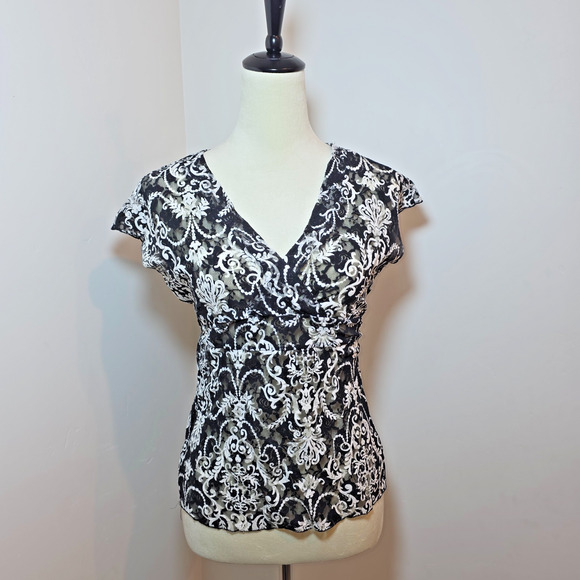 only nine Tops - Vintage Y2K Babydoll Lace Top Size S Sheer Stretch Fairy Romantic Bohemian